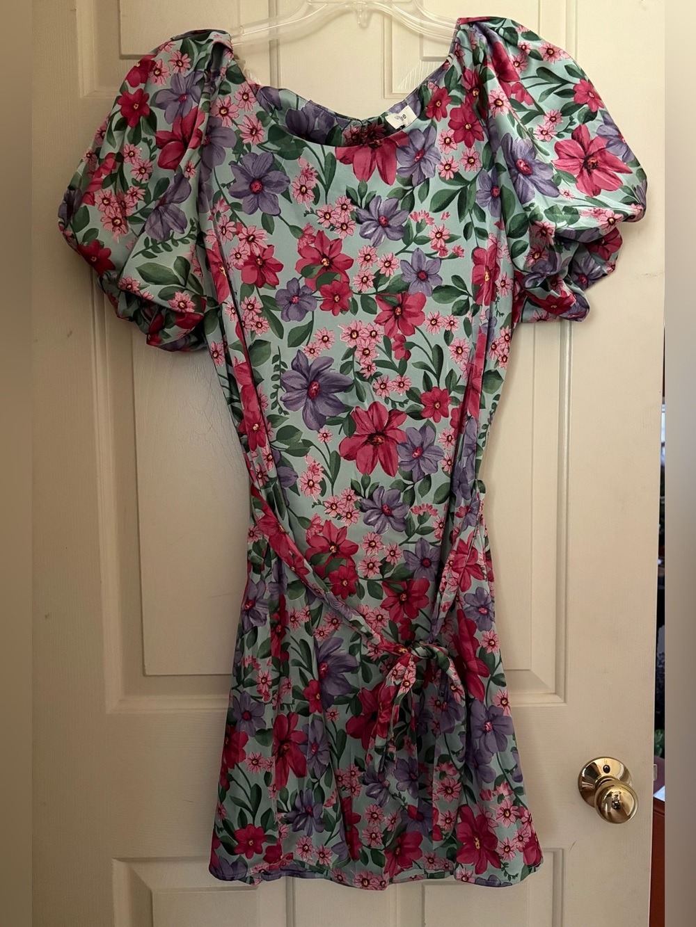 Umgee Size Large Puff-Sleeve Floral Print Women's Dress, NWT